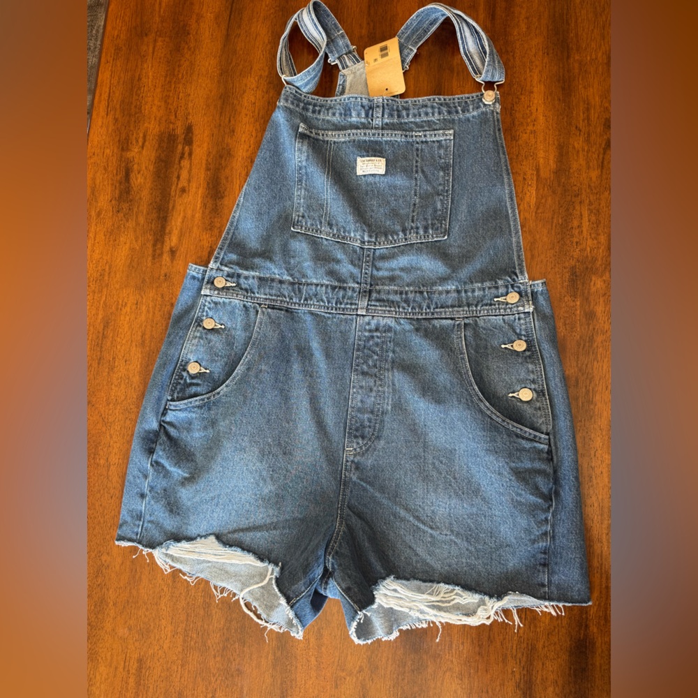 Overall Shorts Womens Denim Blue